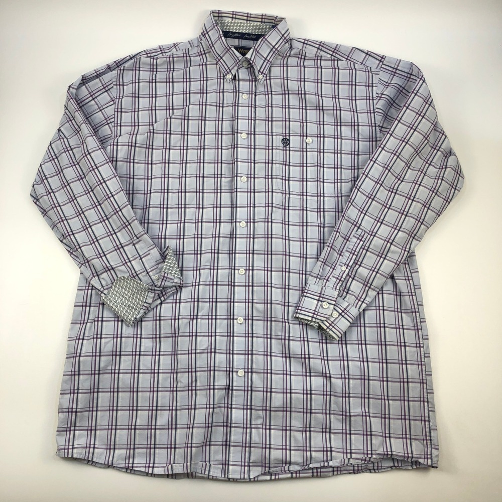 Wrangler Shirt Mens 2XLT George Strait Collection Purple Plaid Western Cowboy